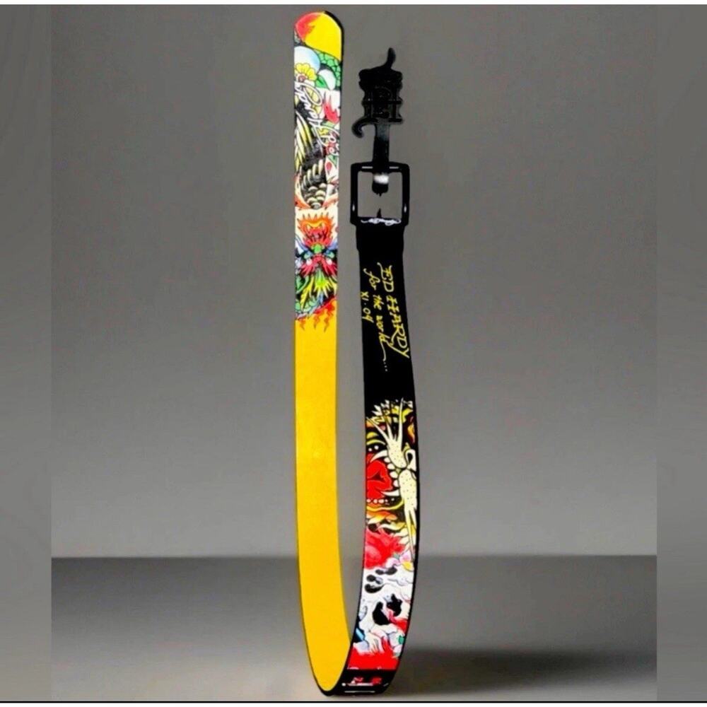 Ed Hardy Men's Size 36 Belt Reversible Multicolor Animal Print Skull NWT